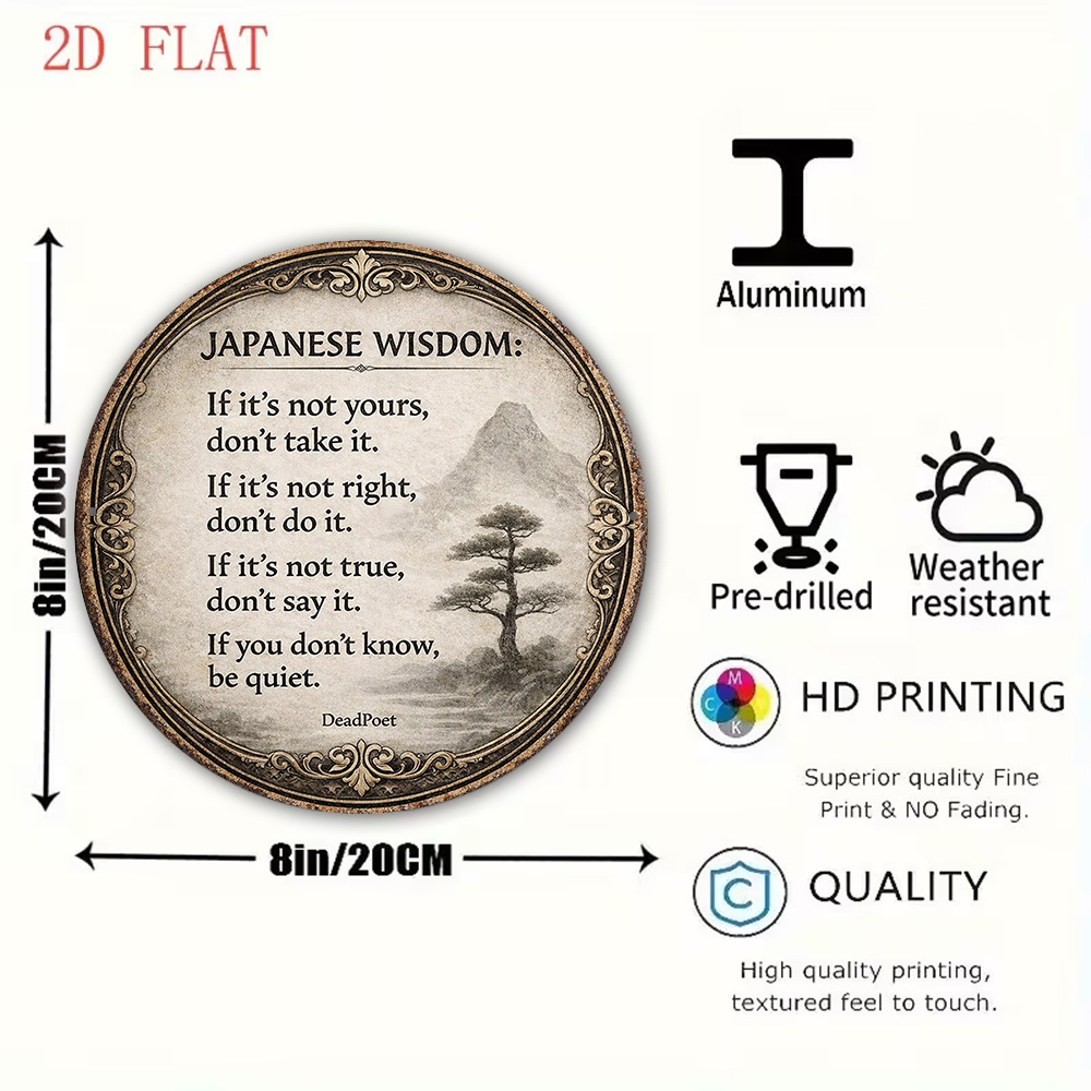 Plaque ronde plate 2D, 1 pièce - Japanese Life Quotes avis et prix